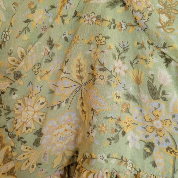 American Eagle Green Floral Tiered Mini Dress Petite Large - Picture 6 of 13